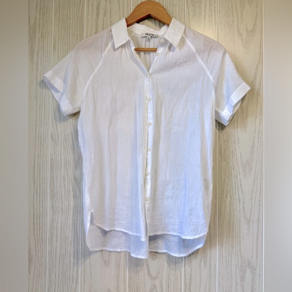 Madewell White Short Sleeve Button-Up Blouse Size XS EUC - Picture 1 of 3